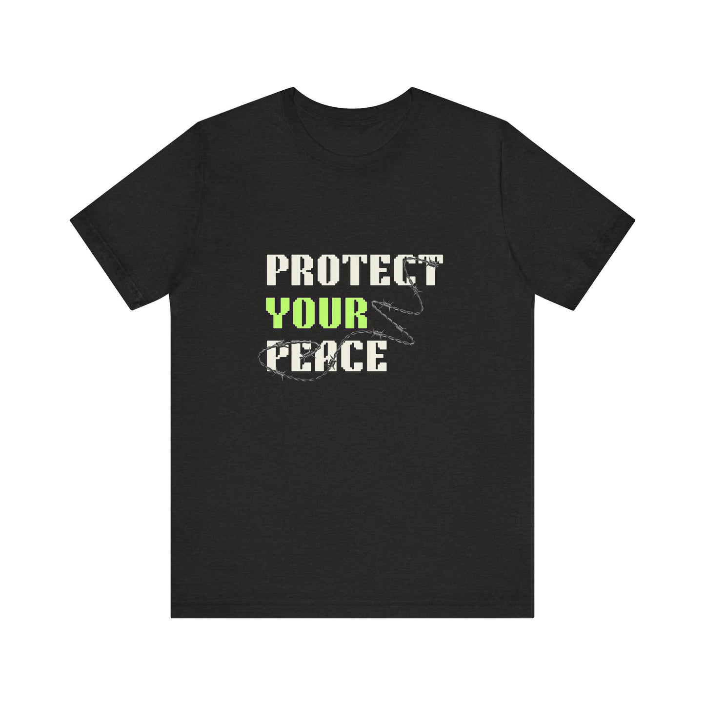 "Protect Your Peace" Unisex Jersey Short Sleeve Tee, Relaxed Fit Shirt, Positive Vibes Tee, Gift for Mindfulness, Casual Wear