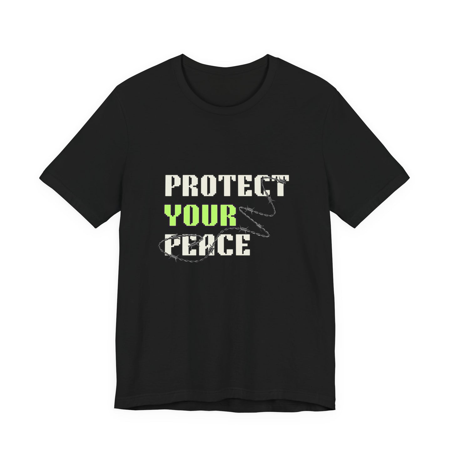 "Protect Your Peace" Unisex Jersey Short Sleeve Tee, Relaxed Fit Shirt, Positive Vibes Tee, Gift for Mindfulness, Casual Wear
