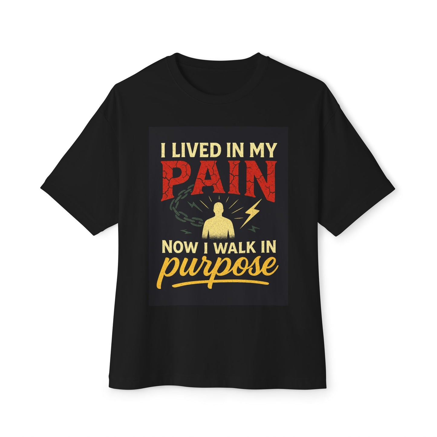 Empowering Oversized Tee - I Lived in My Pain, Now I Walk in Purpose, Motivational Shirt, Unisex Casual Wear, Gift for Friends, [...]